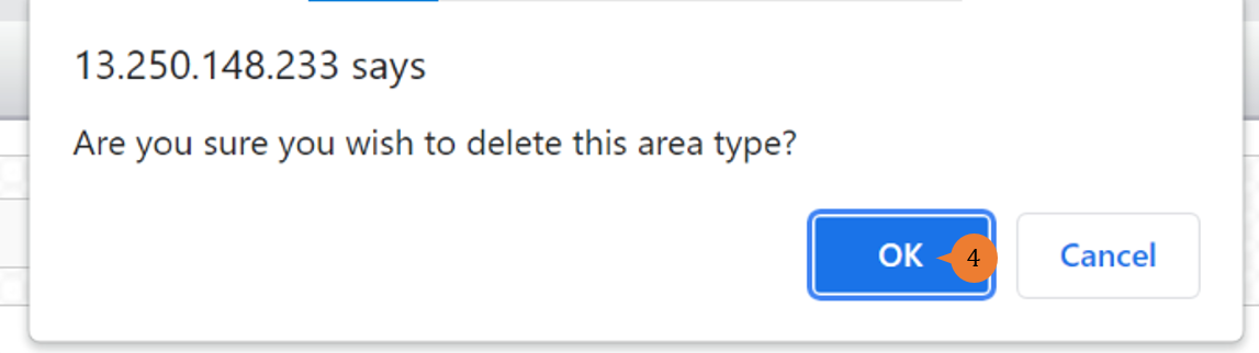 steps 4 to delete area type