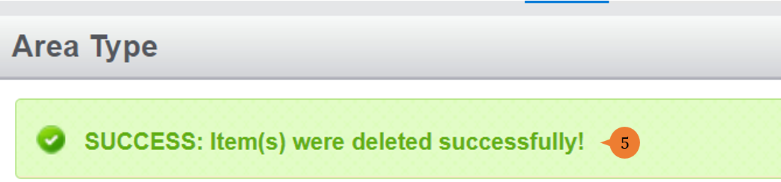 steps 5 to delete area type