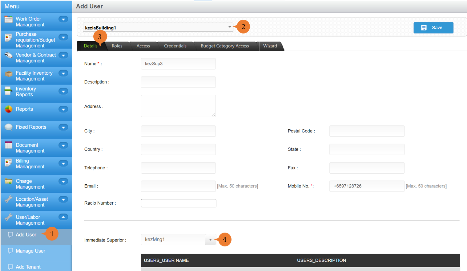 steps 1 to 4 to add user
