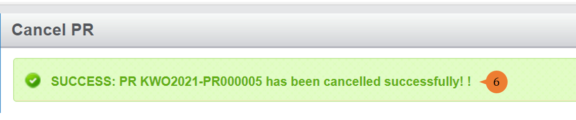 steps 6 to cancel PR