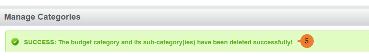 steps 5 to delete budget category