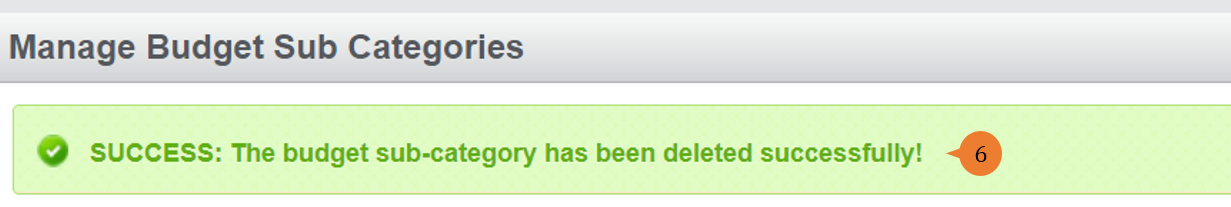 steps 6 to delete budget sub-category