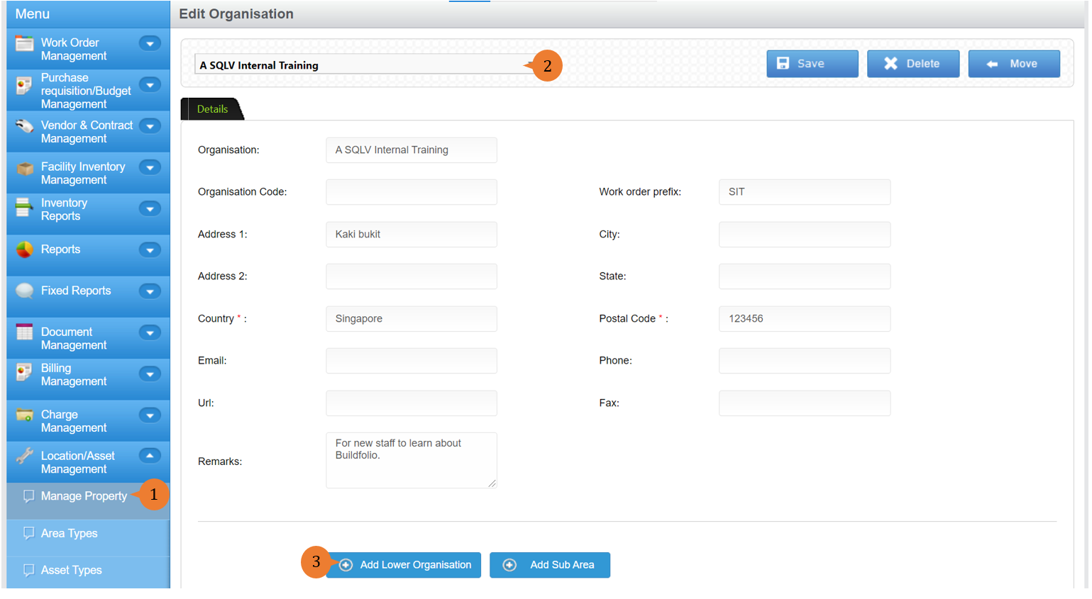 steps 1 to 3 to add organisation