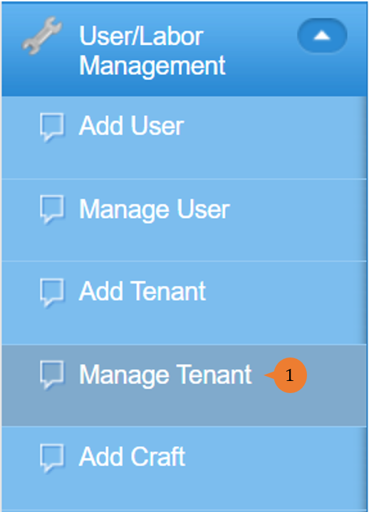 steps 1 to manage tenant