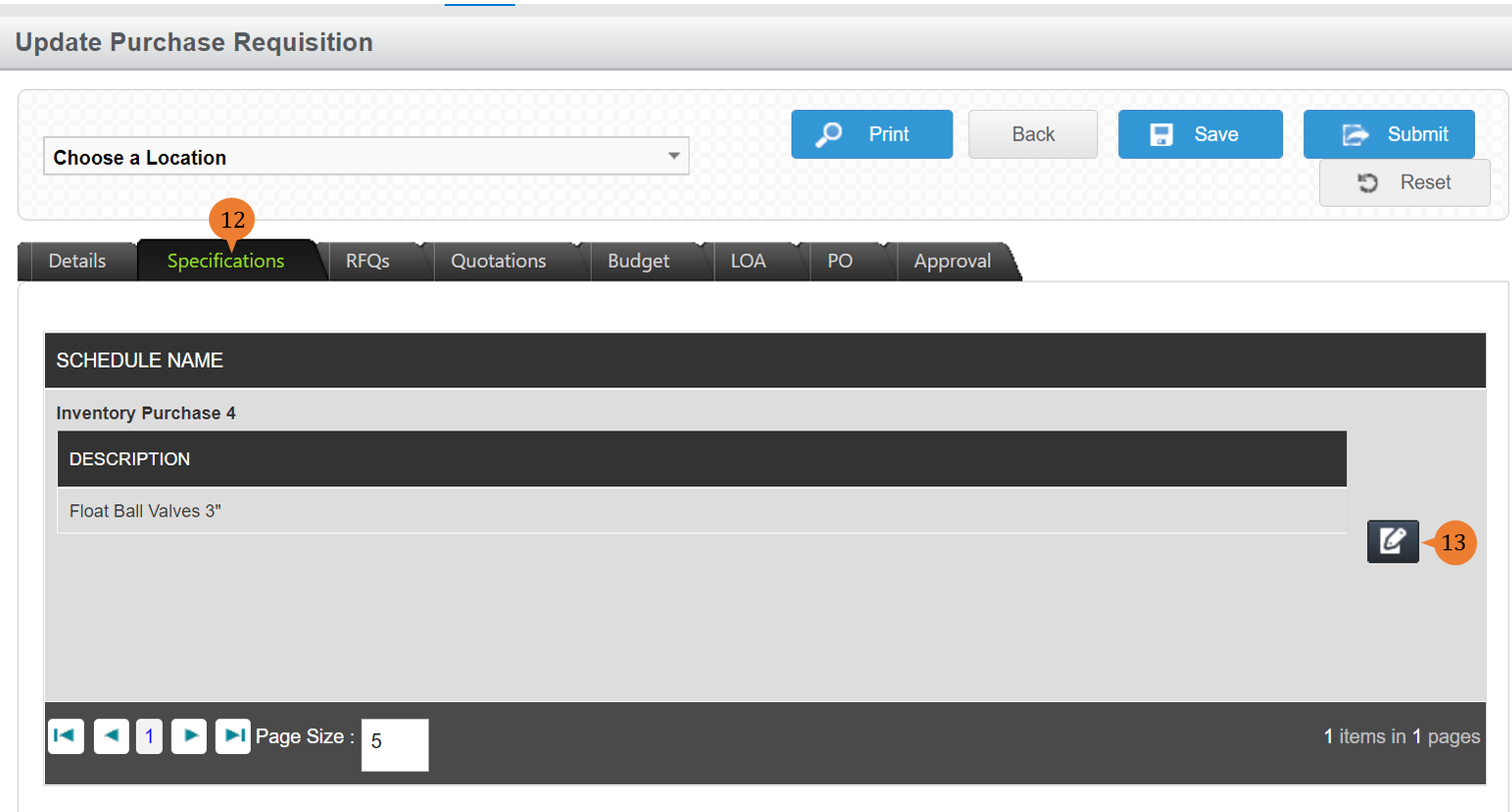 steps 12 to 13 to Modify PO