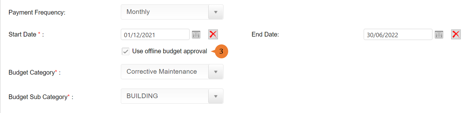 steps 3 to create offline budget PR