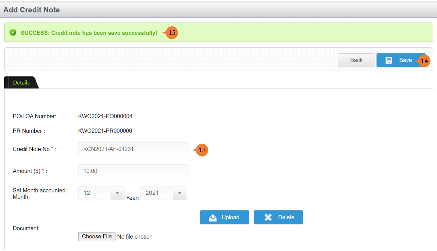 steps 13 to 15 to PO Matching