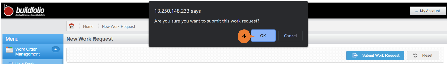 step 4 to create new Work Request